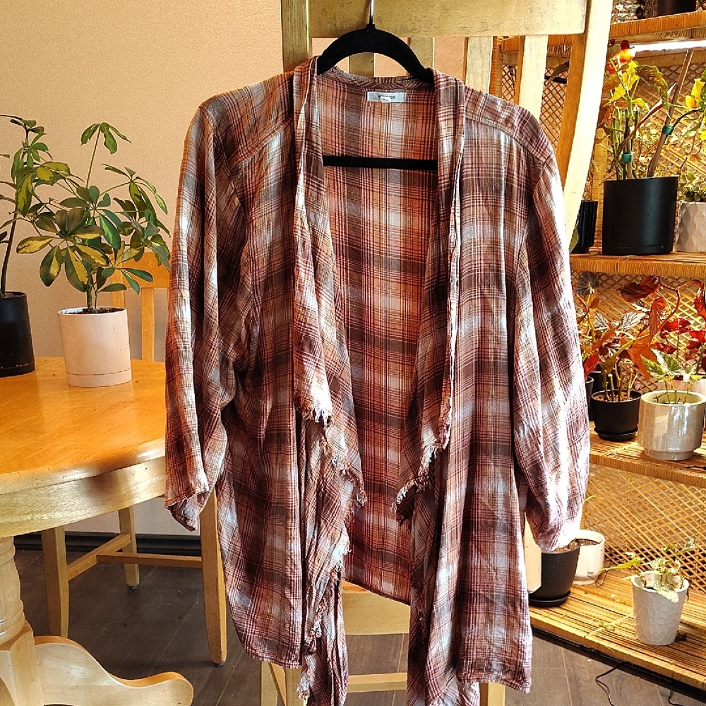 Plaid Open Front Cardigan MAURICES 3XL
